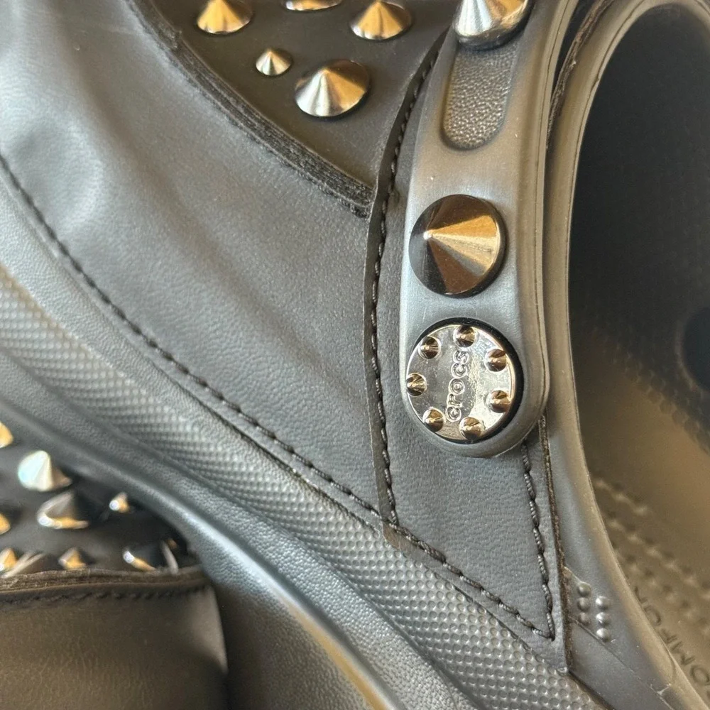 Crocs Bae Platform Studded Clogs Black Metal Spike Goth Emo Womens Size 5